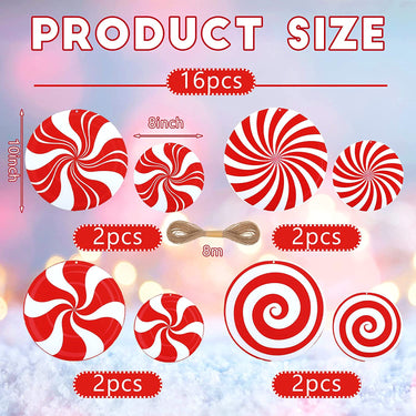 16 Pcs Outdoor Holiday and Christmas Hanging Porch and Tree Yard Lawn Decoration Christmas Large Candy Yard Decorations Outdoor Lawn Decoration Candy Hanging Ornaments for Holiday Decor